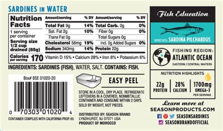 How many calories are in sardines?